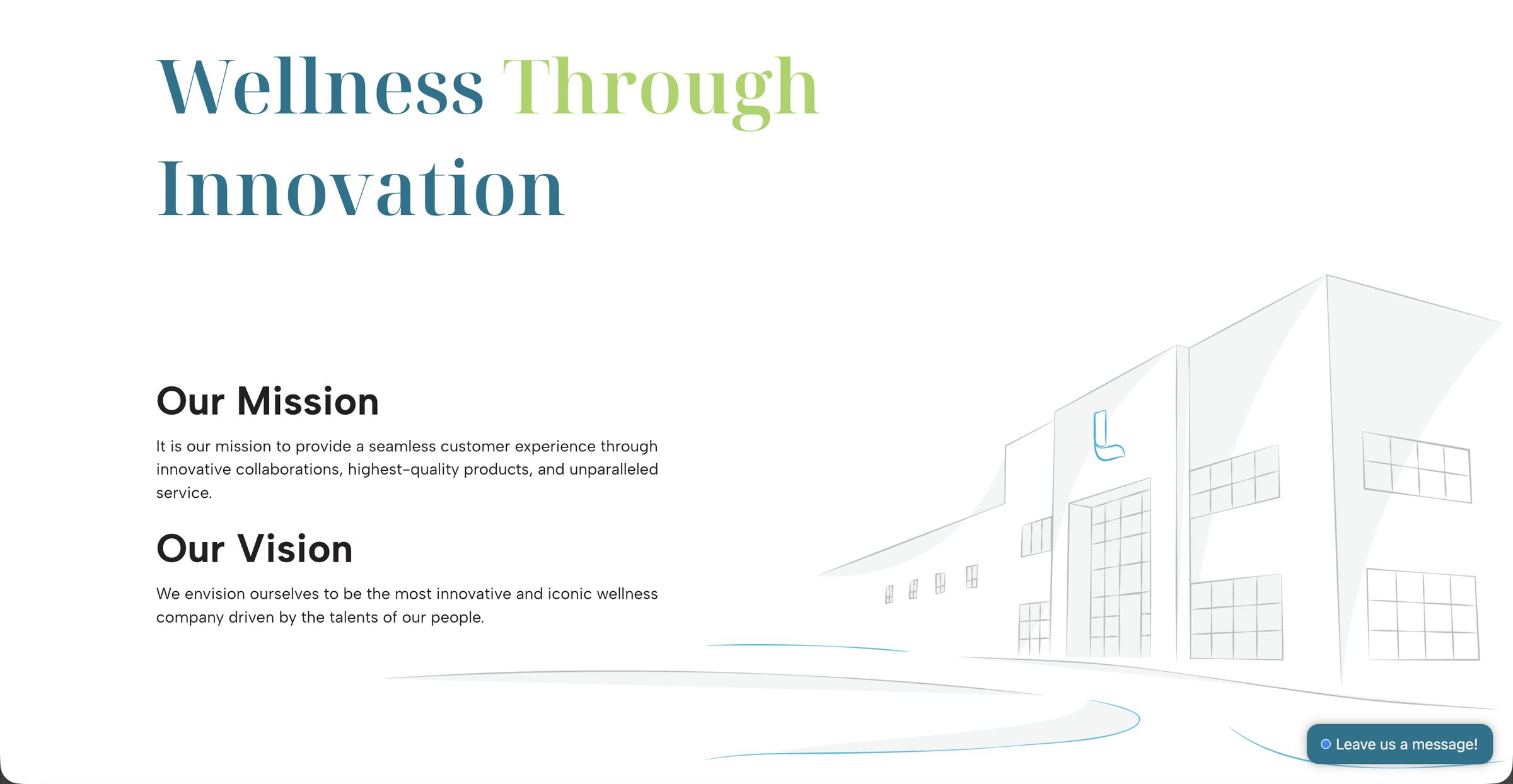 Lief Labs Culture page — featuring the Lief HQ building line art