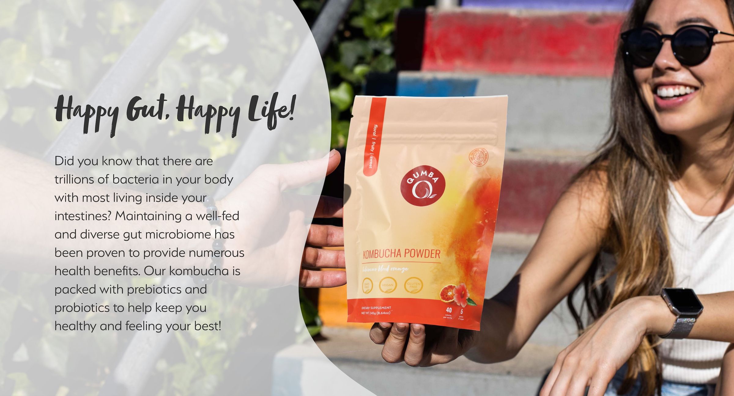 Amazon store module — Happy Gut, Happy Life, the kombucha powder