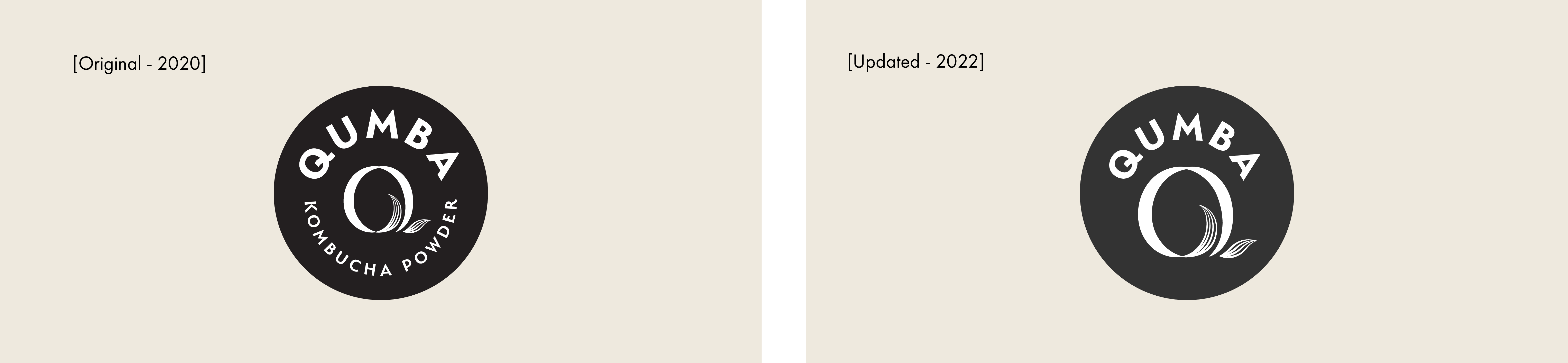 Qumba logo comparison — original 2020 mark versus the updated 2022 mark