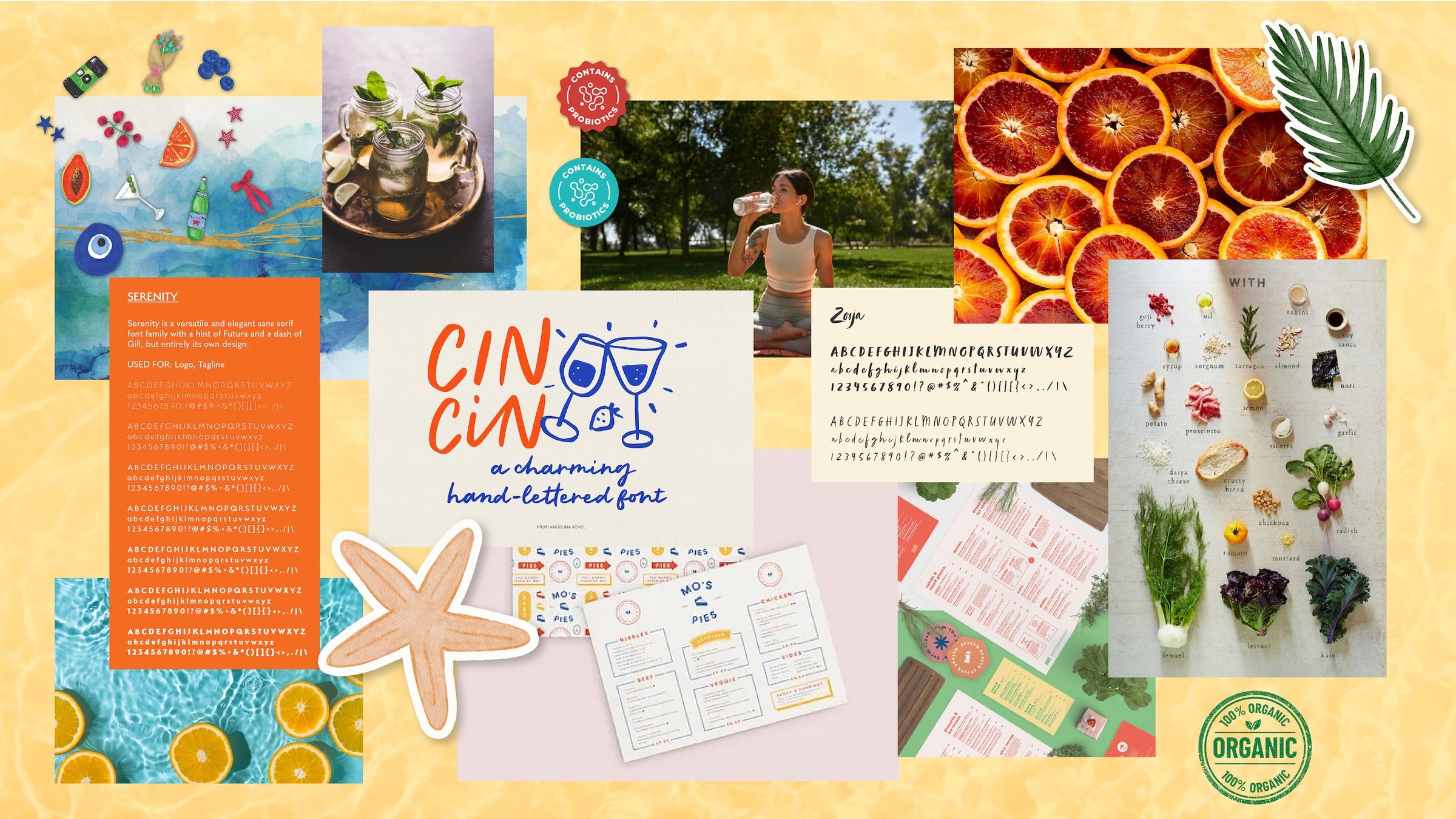 Qumba brand mood board — naturalistic greens, soft energy, and clean wellness cues
