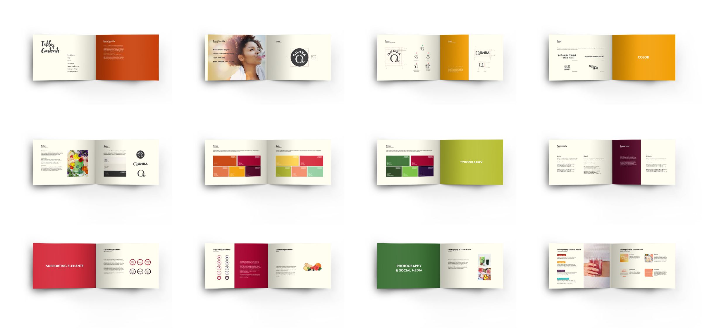 Qumba brand style guide — logo construction, palette, type, and photography direction