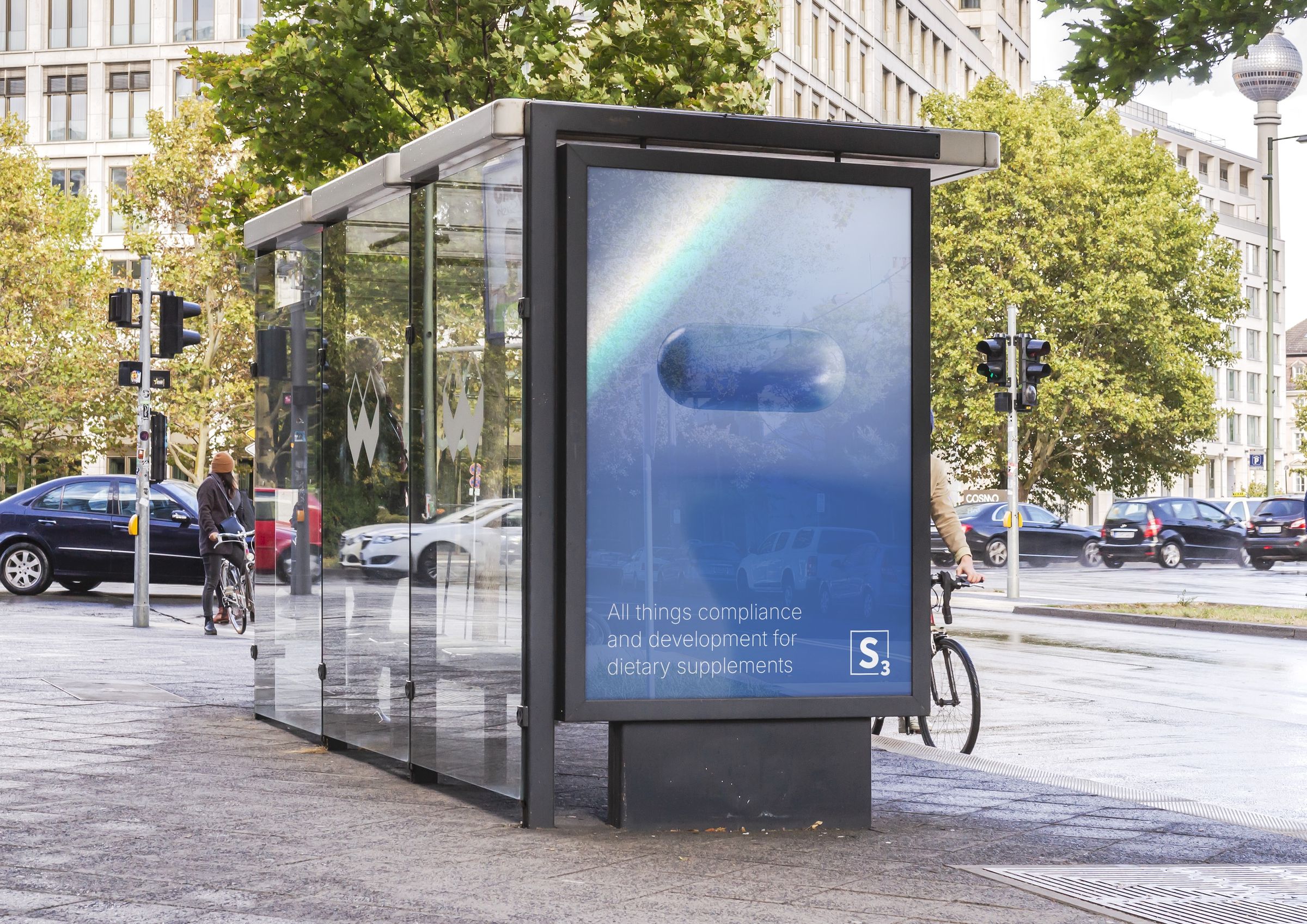 S3 out-of-home poster at a bus stop