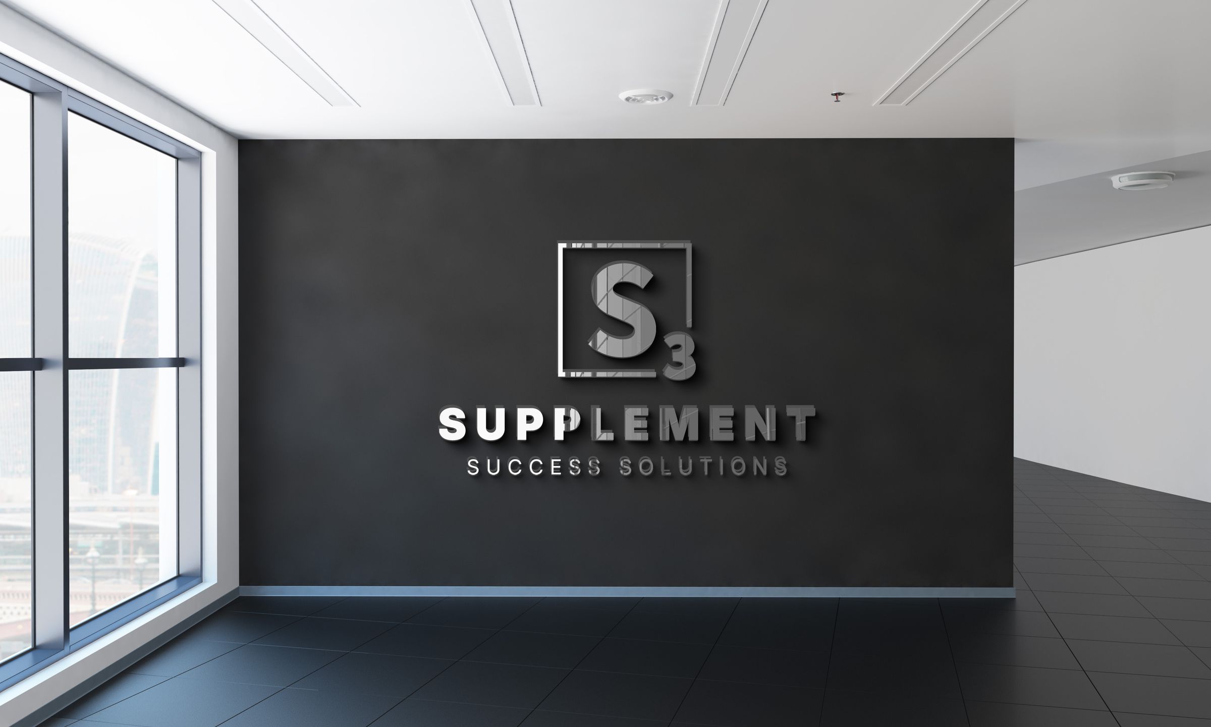 S3 branding on an office wall