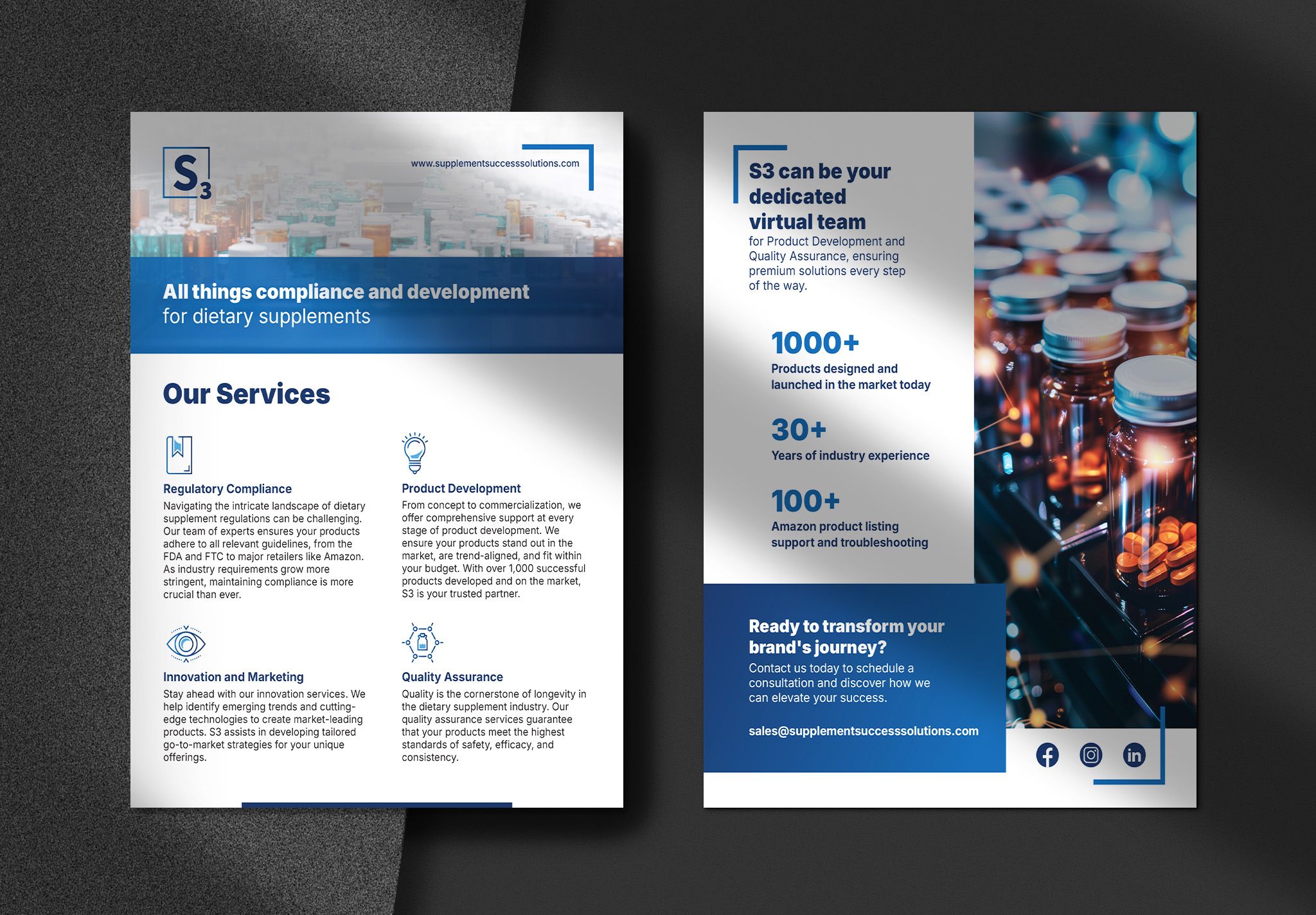 S3 sell sheets — collateral built to a single consistent standard