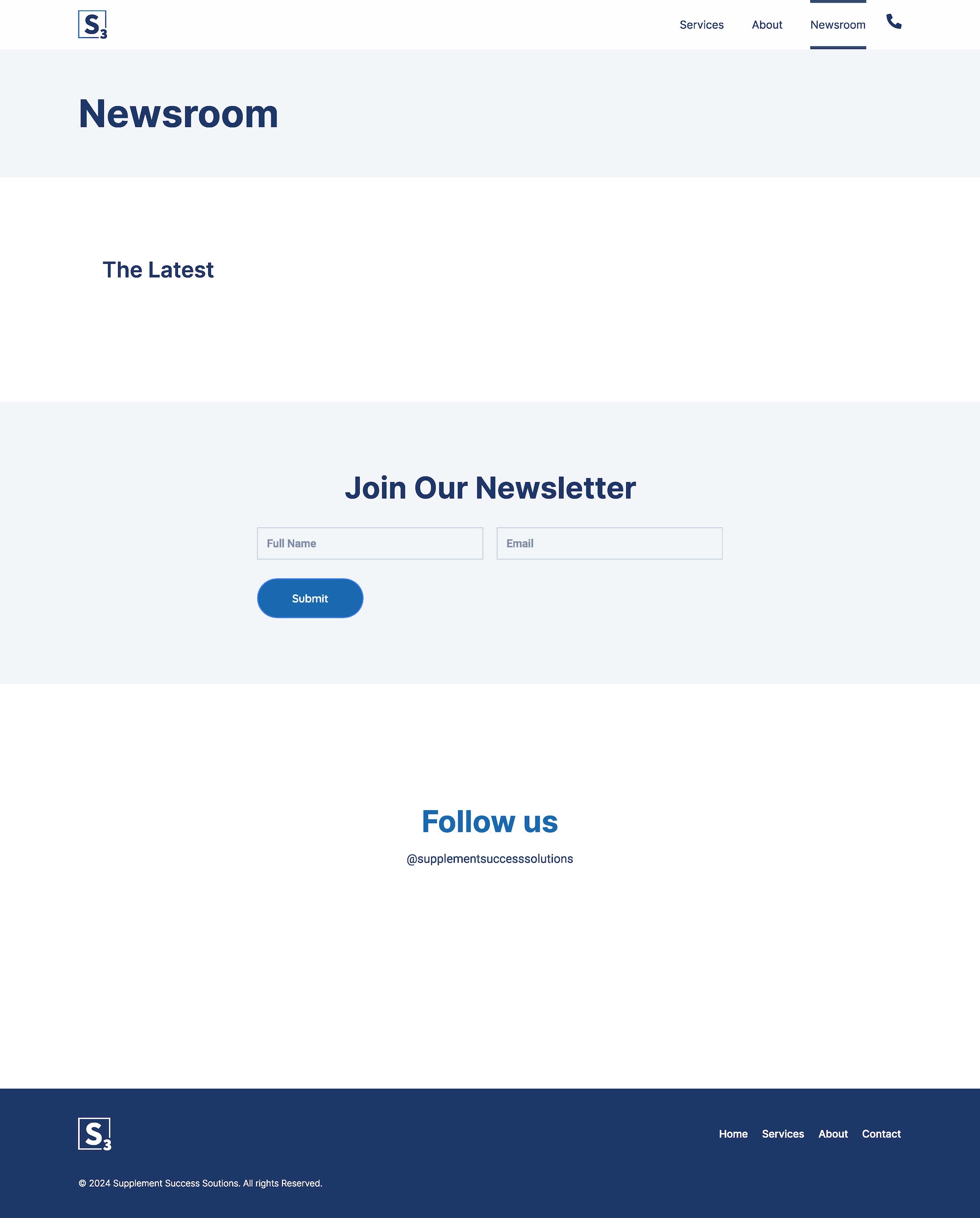 The S3 website — newsroom page