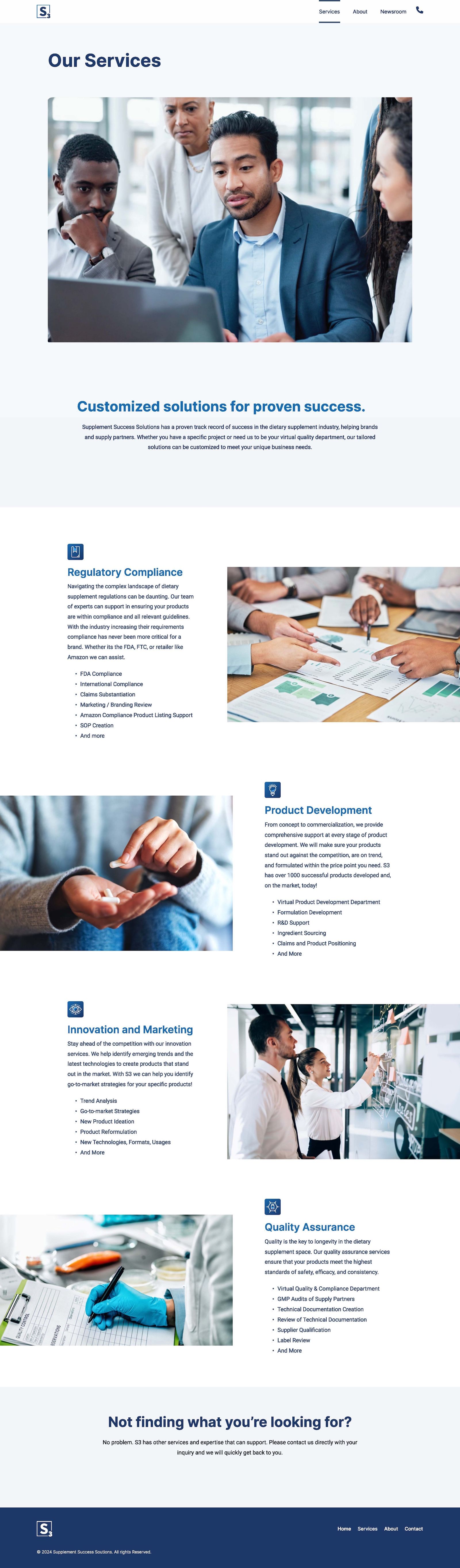 The S3 website — services page